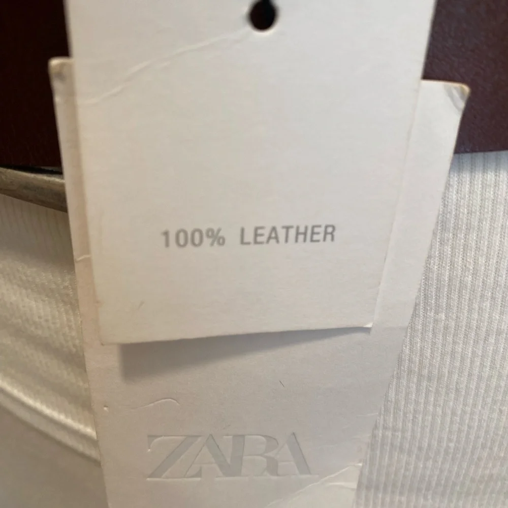 ZARA Brown Leather Belt with Silver Buckle - Size US 32 - NEW